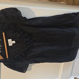 LOFT Petites Black Ruffle Blouse